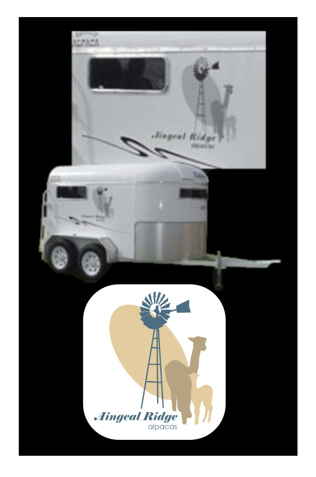 Colour logo, with black and white version additionally prepared for application to an animal float